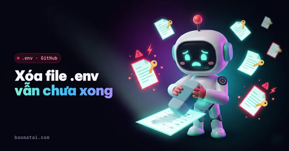 Hình mô phỏng: Lỡ commit file .env lên GitHub, xóa đi vẫn chưa xong